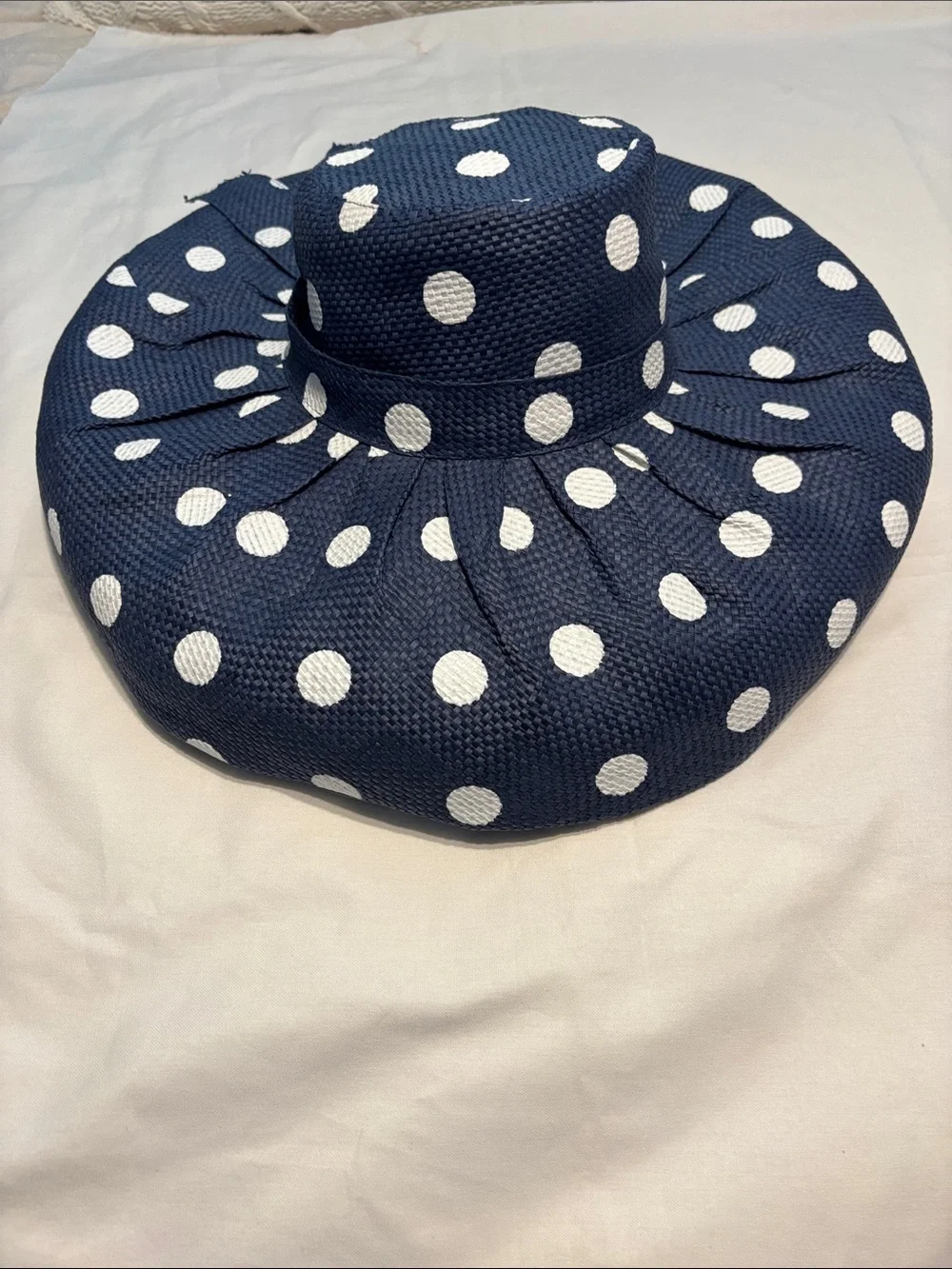 Mud Pie Navy and White Polka Dot Wide Brim Sun Hat